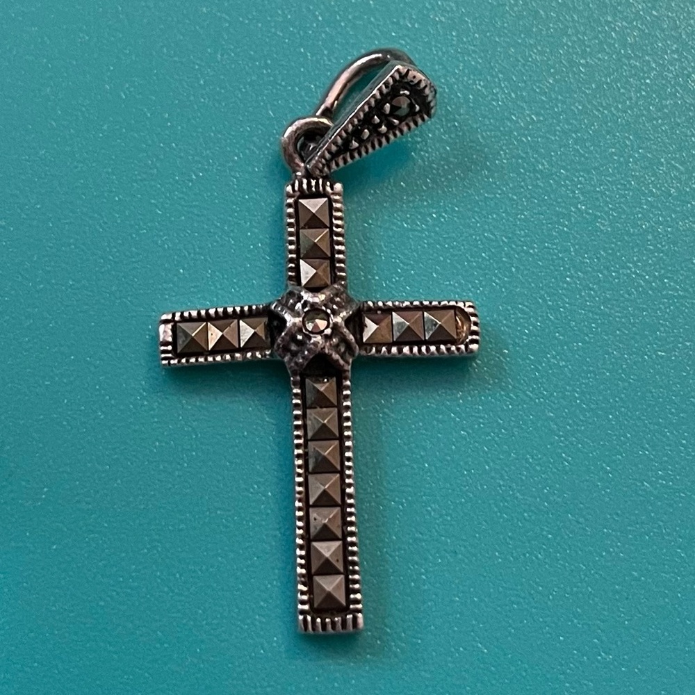 Marcasite Cross Pendant Sterling Silver